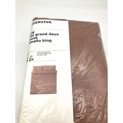 IKEA 100% LINEN PUDERVIVA Duvet Cover King Size Dark Pink Tie Closure Terracotta • £95.01