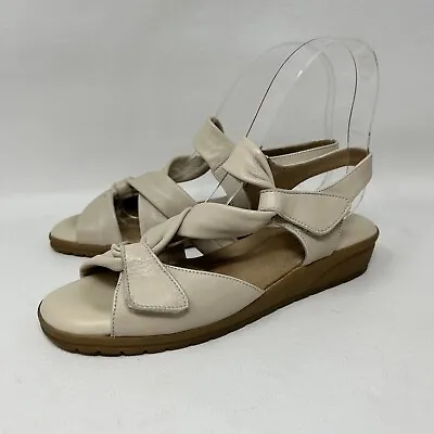 BeautiFeel Women's Columbia Dress Sandal Size 5-5.5/36 Adjustable Cream Leather • $24.27