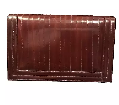 Vintage Maroon Burgundy Eel Skin Clutch Handbag Purse No Strap • $28.99