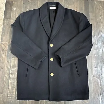 Vintage Chemise Lacoste Men's Jacket Cost Large Black Wool Blend Gold Buttons • $39.60