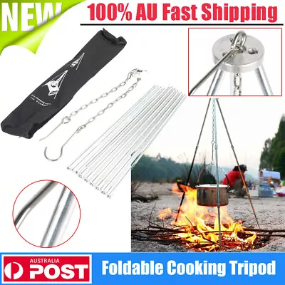 Outdoor Large Bonfire Tripod Portable Campfire Cooking Pot Hanging Chain 31.5  • $21.77