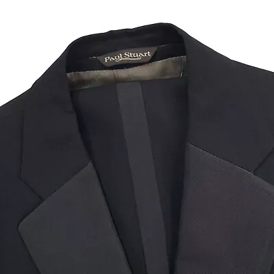 VTG 40 R Paul Stuart Black 1 Button Notch Grosgrain Lapel 3 PC Wool Tuxedo • $249.95