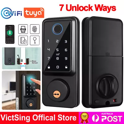 7in1 Keyless Keypad Wifi Smart Door Lock Digital Deadbolt W/ App Fingerprint Key • $104.49