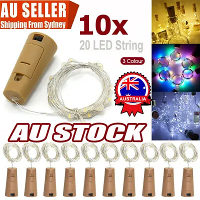 10X 20LED Fairy Light Wine Bottle String Lights Cork Copper Wire Christmas Decor • $13.43