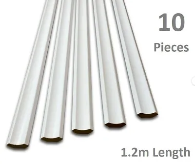 White Laminate Beading - 10 Lengths - 1.2m Each Length - Scotia Edging Strip • £13.99