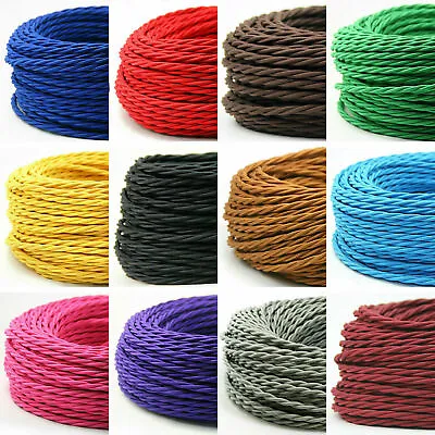 3 Core Twisted Fabric Cable Vintage Electric  Fabric Wire Flexible Cord 0.75mm • £3.19