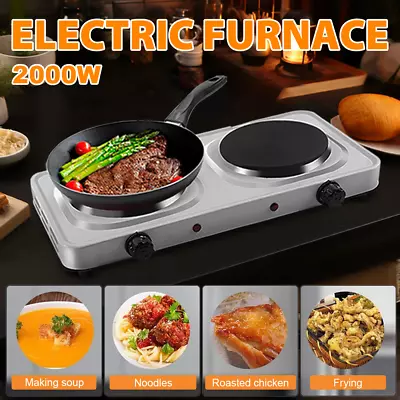 Hot Plate Electric Cooker Double Single Portable Kitchen Table Top Hob 2000W UK • £12.49