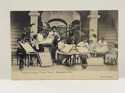 Scholars Making Drawn Work. Matamoros Mexico. Young Artists. Postcard. • $6.25