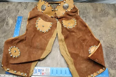 Vintage 1950'S Kids LEATHER COWBOY CHAPS 108B • $74.99