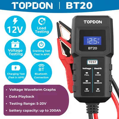 TOPDON BT20 12V Battery Load Tester Unlock Cranking Test & Charging Test In App • $20.89