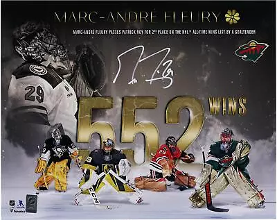 Marc-Andre Fleury Minnesota Wild Signed 16  X 20  Second In Wins Stylized Photo • $129.99