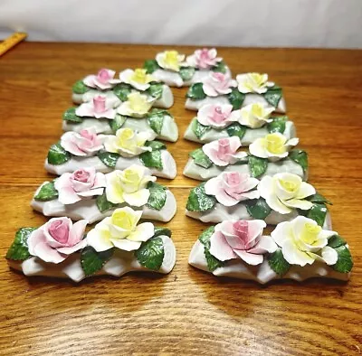 Vintage Lot Of Bone China Roses On Logs Made In England Wedding Birthday Favors • $177.10