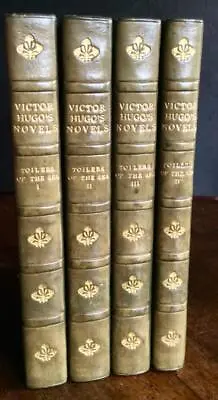 1899 THE TOILERS OF THE SEA Novel By VICTOR HUGO 4 X Vol Set LEATHER BINDINGS • $205.44