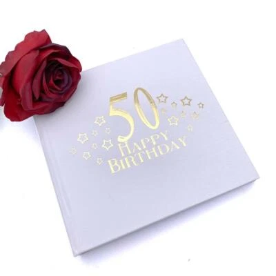 50th Birthday Photo Album For 50 X 6 By 4 Photos Gold Print • £14.99