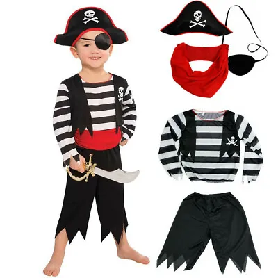 Kids Pirate Costume Boys Caribbean Book Week Day Fancy Dress Outfit Halloween UK • £6.67