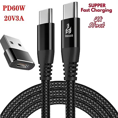 £2.49 • Buy USB C To Type C Fast Charger PD 60W Dual Type C Charging Data Sync USB Cable UK