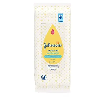 JOHNSON'S Baby Top-To-Toe Washcloths 15 Pieces – Pre-moistened Washcloths For • £3.84