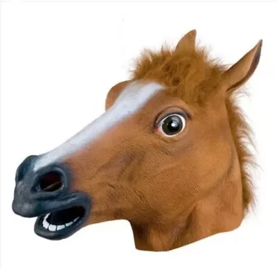 Latex Horse Head Mask Headgear Halloween Costume Club Roleplay Cosplay Prop • £14.69