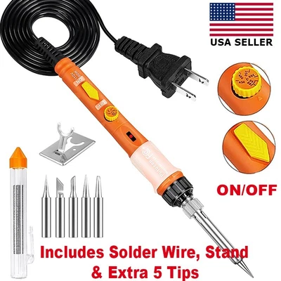 $7.98 • Buy Soldering Iron Electric Gun Adjustable Temperature Welding Solder Wire Kit 60W