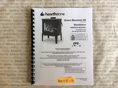 Hearthstone Green Mountain 60 8660 Wood Stove Operation Owners Parts Manual  • $12.95