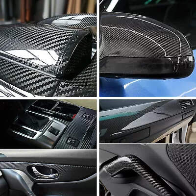 7D Parts Accessories Ultra Glossy Carbon Fiber Vinyl Car Wrap Film Bubble Free • $17.99