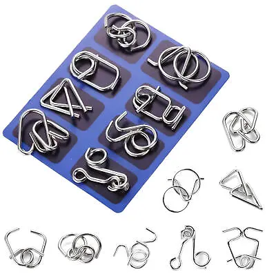 8pcs Set Metal Wire Puzzle Toy Brain Teaser Game Kid Mind IQ Test Ring • $10.78