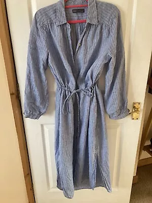 MARKS & SPENCER COLLECTION  Lovely Striped Linen Shirt Dress - Size 12 • £10