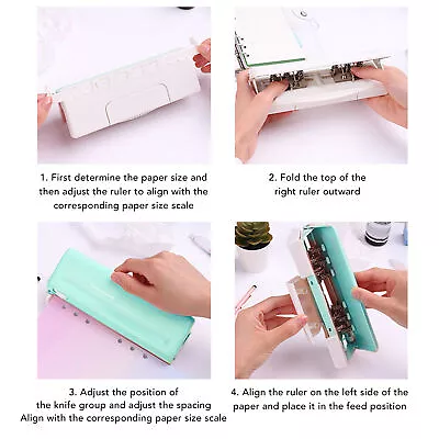 6 Hole Paper Puncher Spacing Planner Hole Puncher For A4 A5 B5 A6 A7 Green MT8 • $34.04