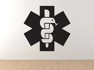 Medical #4- Caduceus Serpent Cross Emergency Services Aid - Vinyl Wall Decal • $11.99