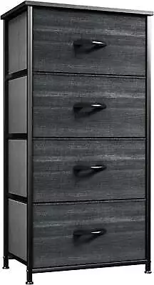 4-Drawer Dresser - Fabric Storage TowerFabric Bins Charcoal Black Wood Grain • $33.25