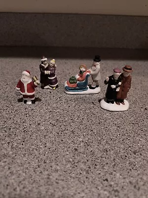 Dept 56 Heritage Village??  Set Of 4 Porcelain Figures Santa Sleigh Elderly • $14.90