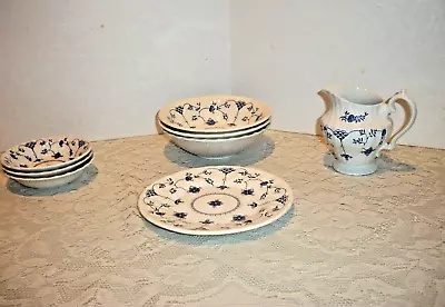 1982 Myott Finlandia Blue/White Bowls Small Plate Creamer England 8 Pieces • $29.95