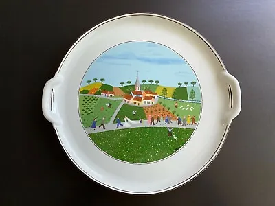 Villeroy Boch Naif Wedding Cake/Serving Porcelain Handled Plate Vintage • $22