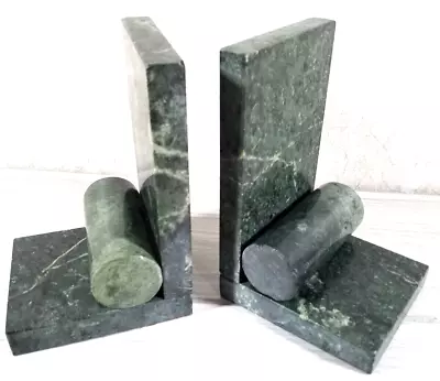 MCM Bookends Green Verde Marble Midcentury Geometric Bookends 6”H X 4”W • $50