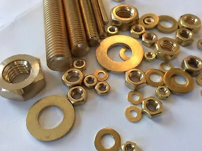 £4 • Buy M2 M2.5 M3 BRASS THREADED BAR C/W 2 NUTS & WASHERS Rod Studding Studs Micro Size