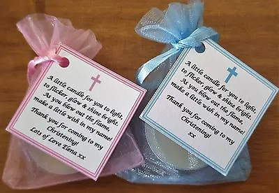 £0.99 • Buy 1-150 CHRISTENING / BAPTISM FAVOURS Vanilla Candle Tealights - Personalised Name