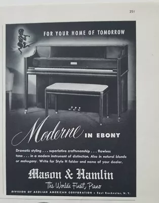 1952 Mason & Hamlin Moderne Piano In Ebony Vintage Music Ad • $9.99