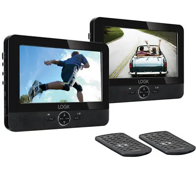 LOGIK  7  Inch In Car Portable DVD Player With Twin Dual Swivel Screen & Remote • £59.99