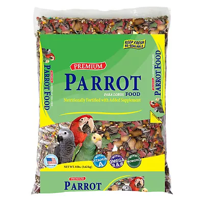 Premium Parrots Bird Food Seed W/ ProbioticsCockatoosMacawsAfrican Greys8 Lb • $15.33