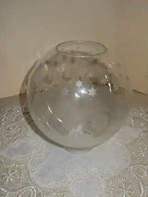 Vintage 6  GWTW Clear-Frosted Stars-Flower Glass Medium Round Lamp Shade-Globe  • $19.95