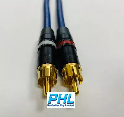 Pair Blue Van Damme / Rean 0.5m Gold Plated Phono/RCA Hi-Fi Interconnect Leads • £16.08