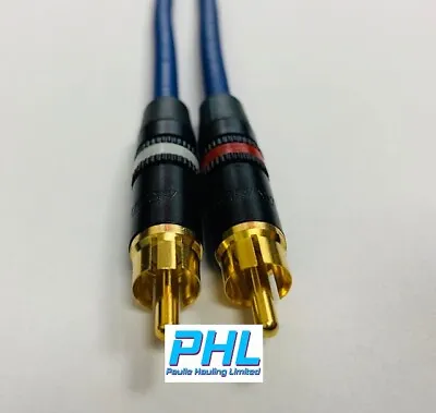 £16.99 • Buy Pair Blue Van Damme / Rean 0.5m Gold Plated RCA To RCA Hi-Fi Interconnect Leads