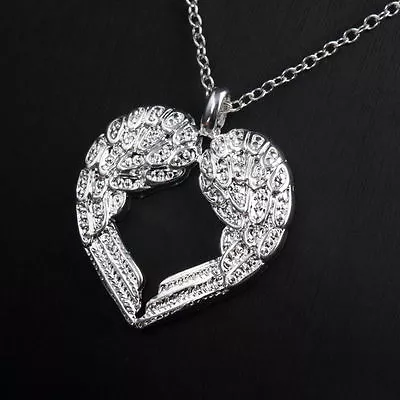 Elegant 925 Sterling Silver Love Heart Angel Wings New Fashion Pendant Necklace • $15.74