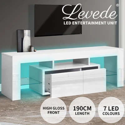 $199.99 • Buy Levede TV Cabinet Entertainment Unit Stand RGB LED Furniture Wooden Shelf 190cm