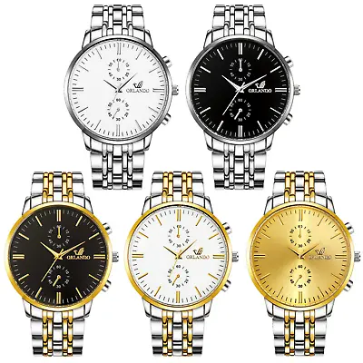 £5.99 • Buy Men's Formal Casual Smart Business Stainless Steel Analog Quartz Wrist Watch UK