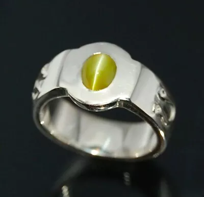 Lehsunia Cats Eye Gemstone Ring 925 Sterling Silver Ring Men's Promise Ring • $56