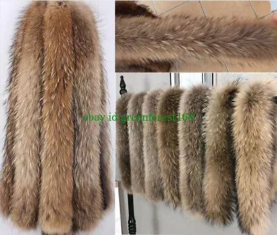 100% Real Fur Scarf Natural Raccoon Fur Collar Scarf  Shawl Wrap Coat Neck Lot • $17.99