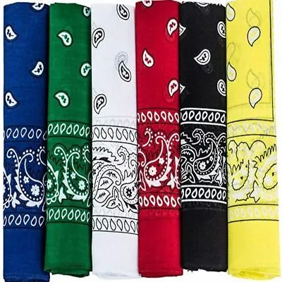 Pack Of 9 X-Large Paisley Cotton Printed Bandana - 27 X 27 Inches • $49.59