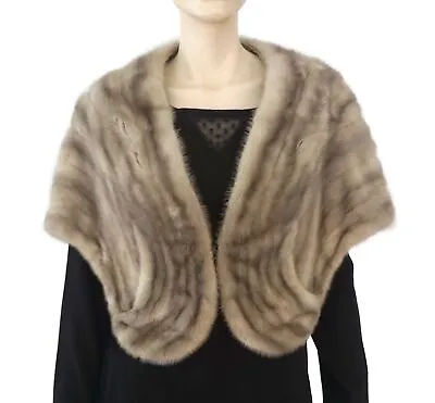 CUSTOM MADE Silver Gray Mink Fur Stole Shawl Cape One Size • $246