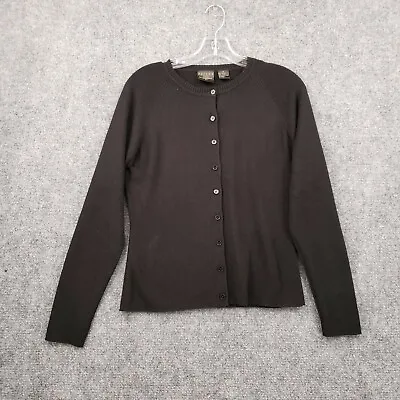 B.Moss Sweater Womens M Medium Black Cardigan Long Sleeve Full Button Acrylic • $4.99